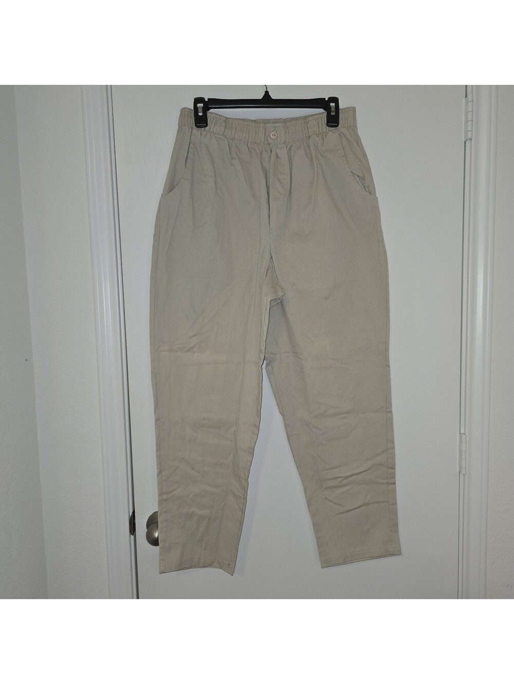 VTG Women's Bobbie Brooks Sz 16P Flax Khaki Work Pants Slacks Elastic Waist